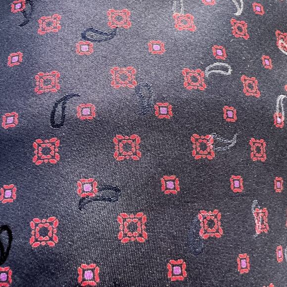 Brioni Necktie Men's Dark Purple/Red Geometric 100% Silk Hand Made In Italy - Picture 4 of 10